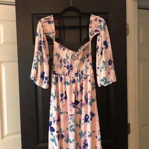 Pink Blush Off Shoulder Maternity Maxi Dress